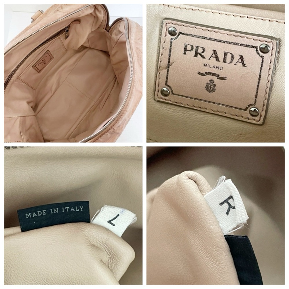 Prada custom pink antique nappa leather tricolor satchel Bauletto bag - Picture 12 of 16